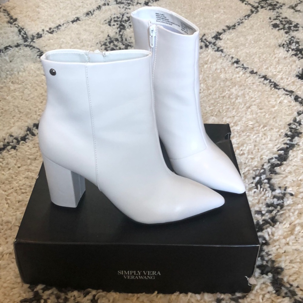 NEW IN BOX white chunky ankle booties